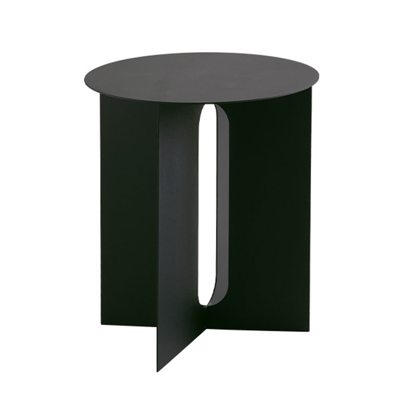 Metal Cross Base Accent Side Table Round Pedestal Living Room Corner Table