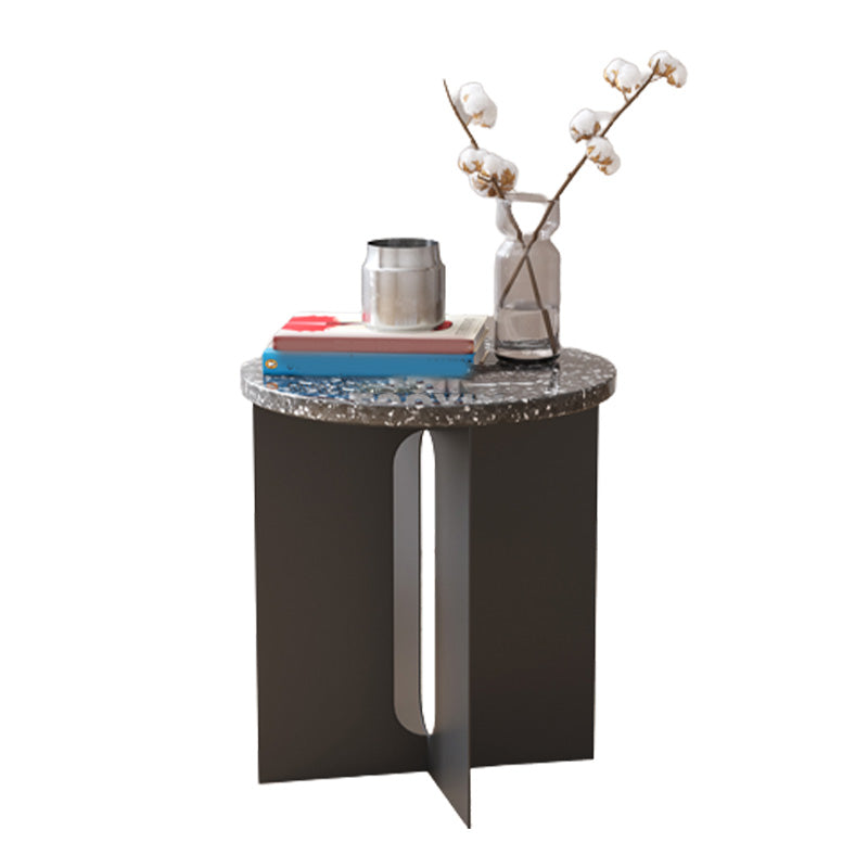 Metal Cross Base Accent Side Table Round Pedestal Living Room Corner Table