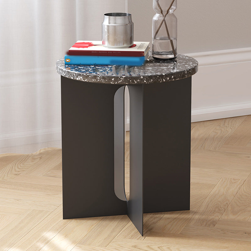 Metal Cross Base Accent Side Table Round Pedestal Living Room Corner Table