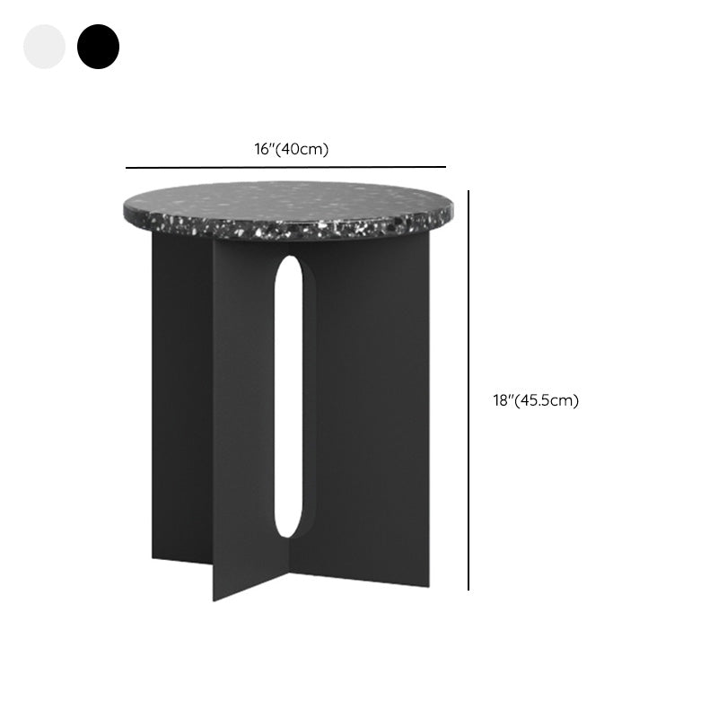 Metal Cross Base Accent Side Table Round Pedestal Living Room Corner Table