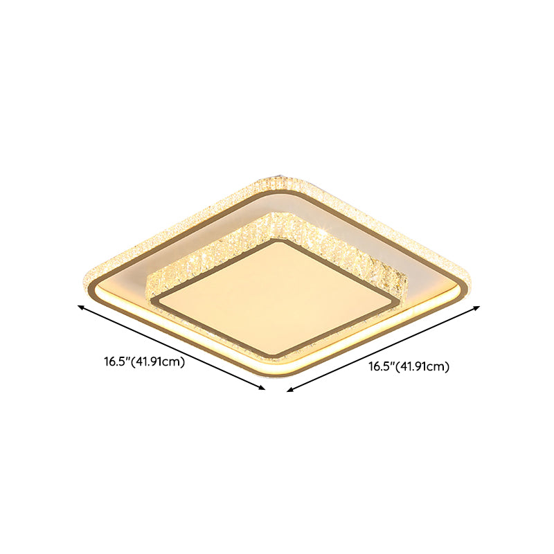 2-Tier Crystal LED Flush Light Minimalist Golden Ceiling Mount Lamp in Geometric Shape