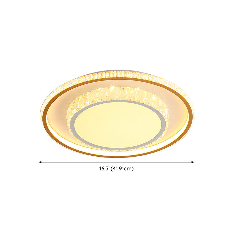 2-Tier Crystal LED Flush Light Minimalist Golden Ceiling Mount Lamp in Geometric Shape