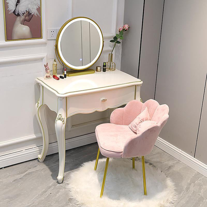 Victorian with Drawer White Wooden Bedroom Mirror Dressing Table