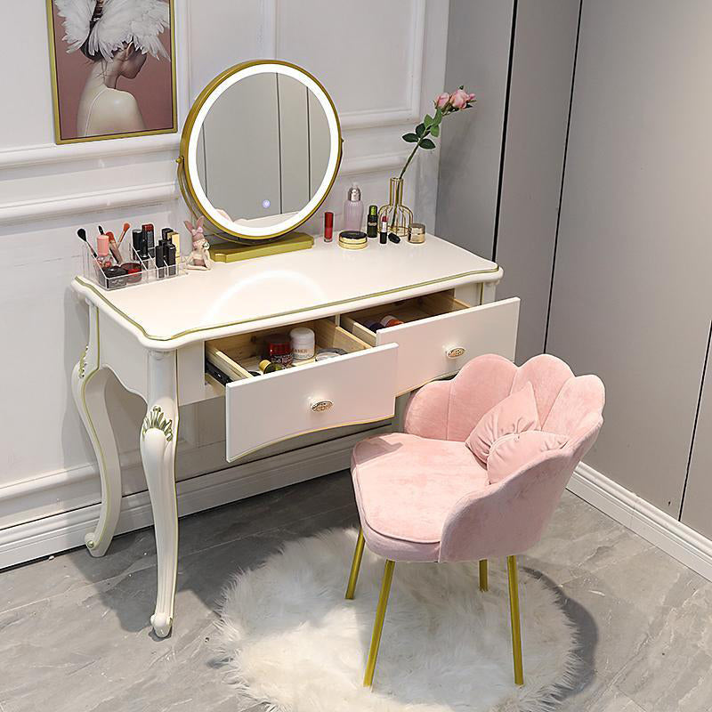 Victorian with Drawer White Wooden Bedroom Mirror Dressing Table