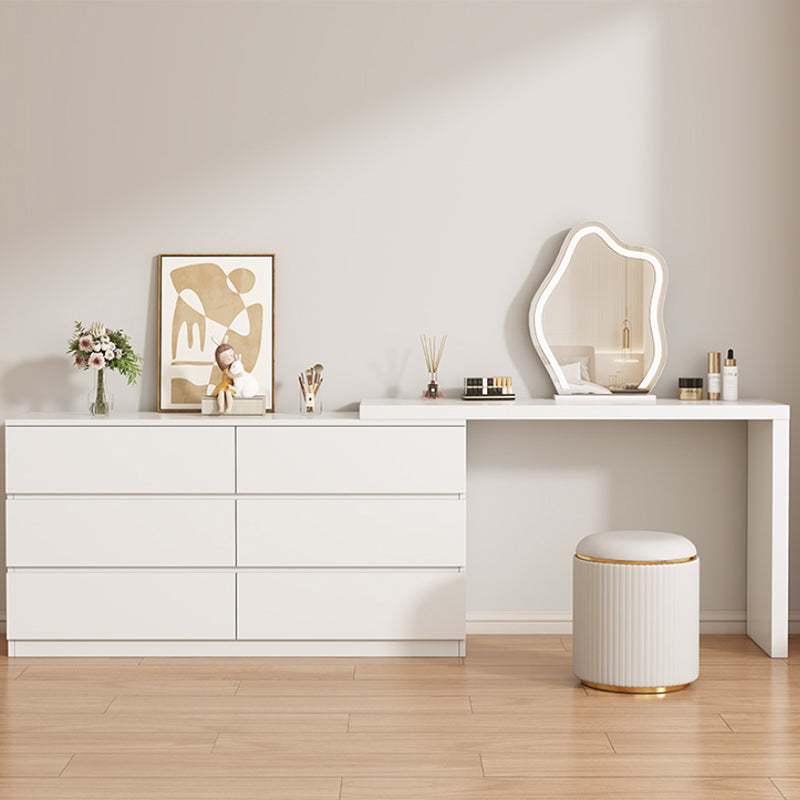 Contemporary White With Drawer Lighted Mirror Bedroom Wood Make-up Vanity