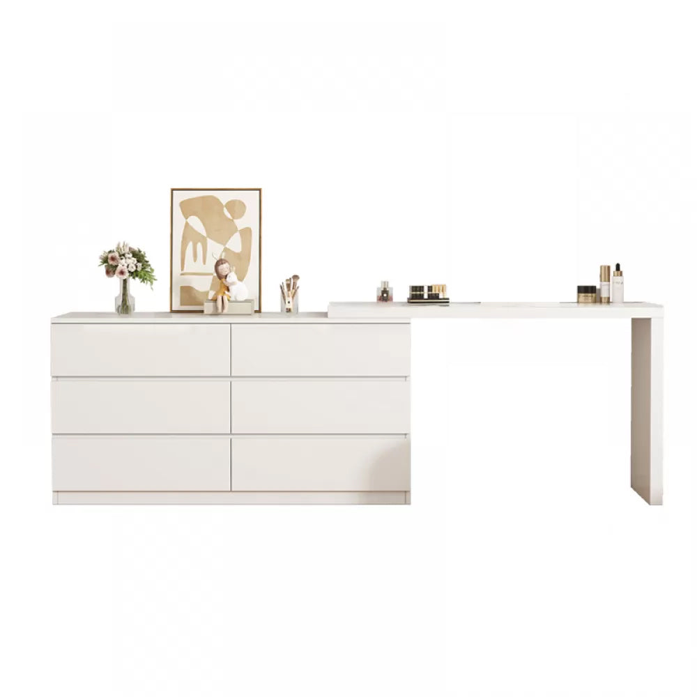 Contemporary White With Drawer Lighted Mirror Bedroom Wood Make-up Vanity