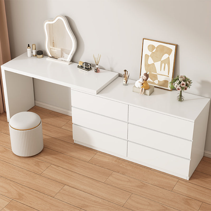 Contemporary White With Drawer Lighted Mirror Bedroom Wood Make-up Vanity