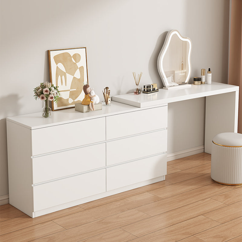 Contemporary White With Drawer Lighted Mirror Bedroom Wood Make-up Vanity