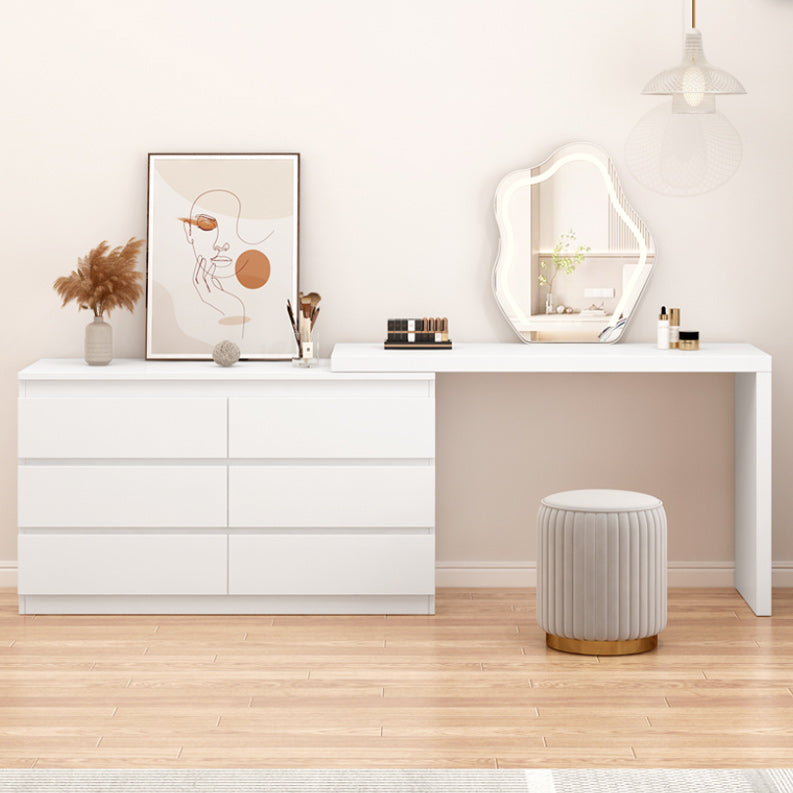 White Bedroom Lighted Mirror Wooden With Drawer Vanity Dressing Table