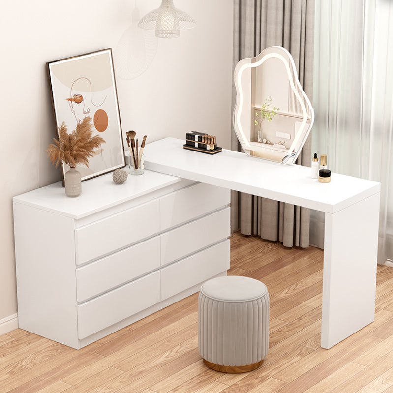 White Bedroom Lighted Mirror Wooden With Drawer Vanity Dressing Table
