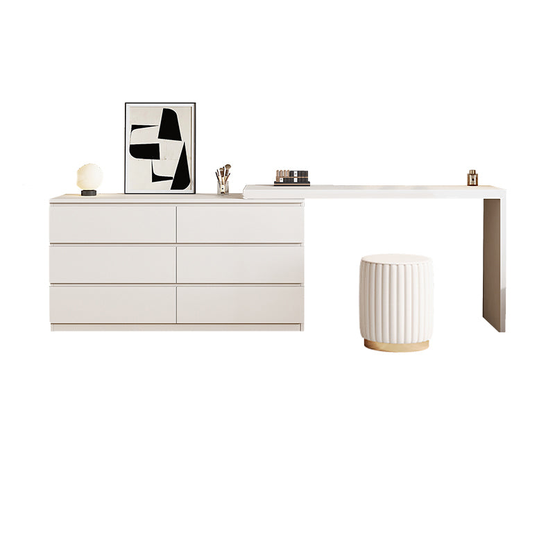 Modern With Drawer White Wood Bedroom With Stool Mirror Dressing Table