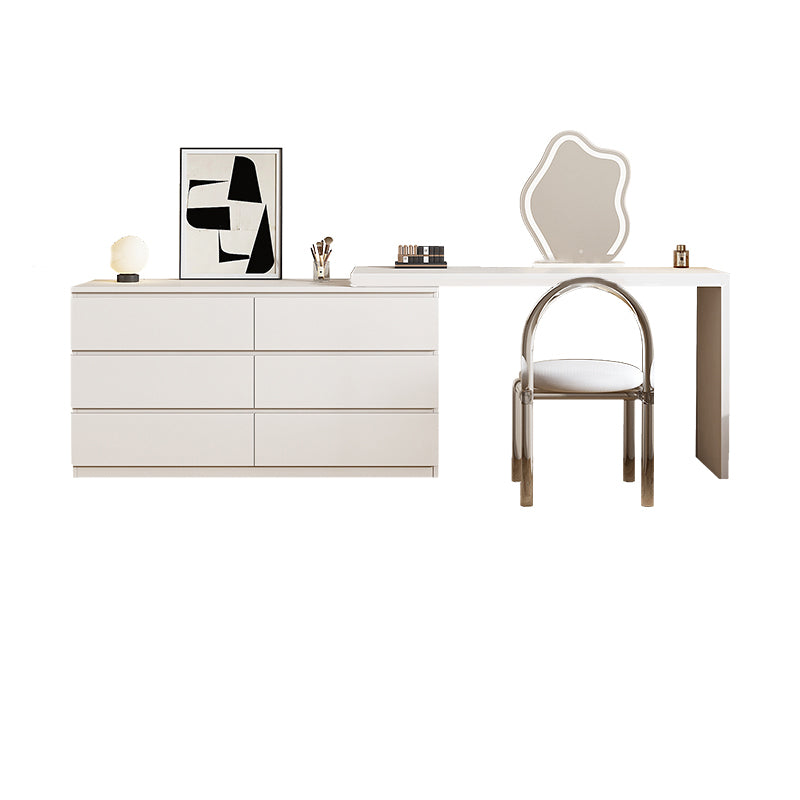 Modern With Drawer White Wood Bedroom With Stool Mirror Dressing Table