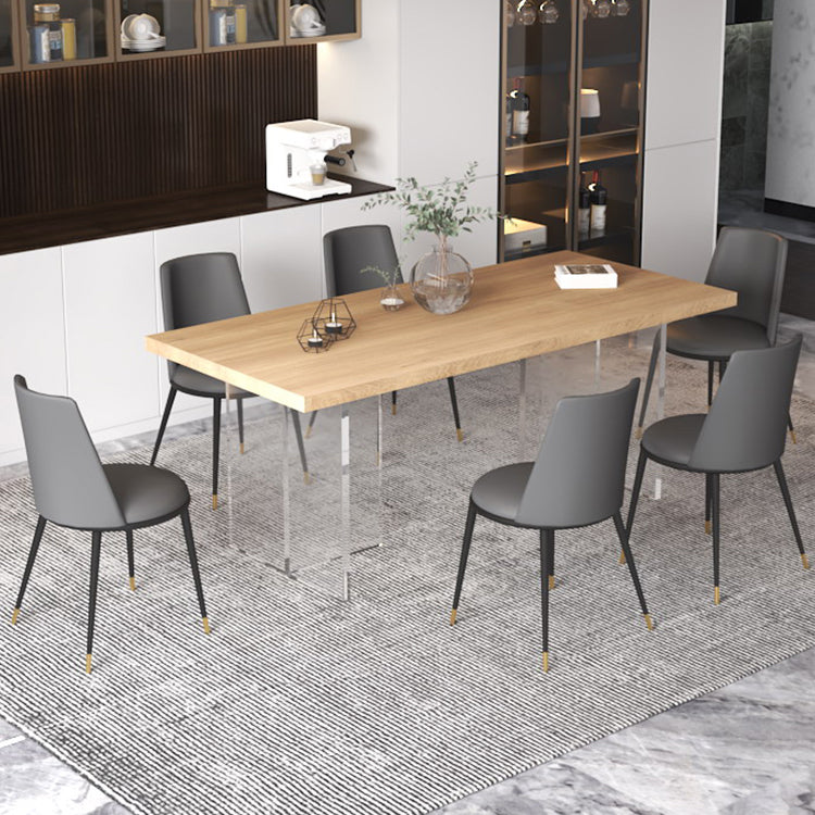Modern Solid Wood Tabletop Dining Table for Small Space Acrylic Base