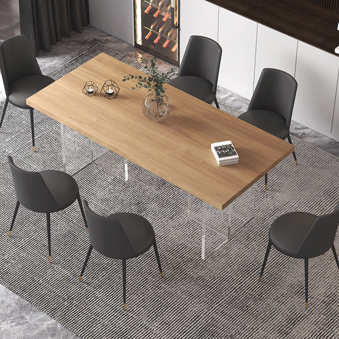 Modern Solid Wood Tabletop Dining Table for Small Space Acrylic Base