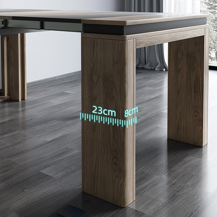 Modern Rectangle Wood Dining Table Extendable for Small Spaces