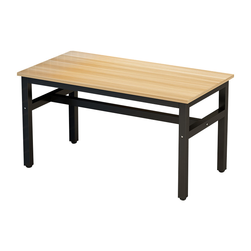 Rectangular Dining Table Wood Tabletop with Steel Trestle Base