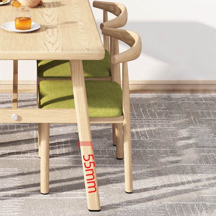 Modern Rectangle Dining Table Wood Tabletop with Iron Trestle Base