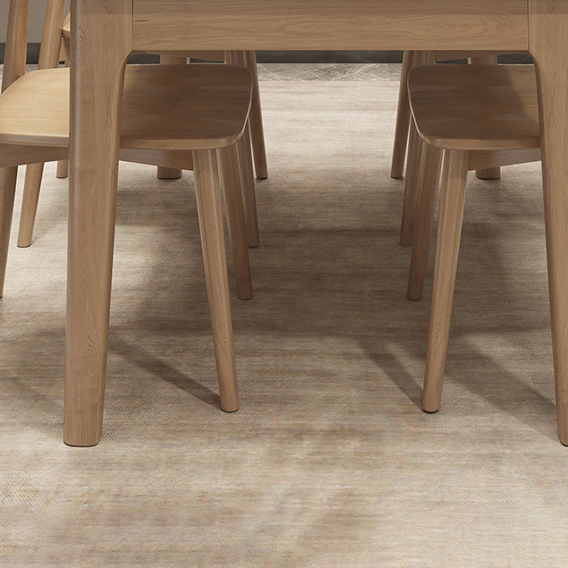 Modern White Stone Top Dining Table Rectangular Tabletop with Wood Legs