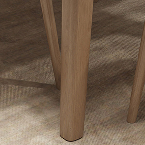 Modern White Stone Top Dining Table Rectangular Tabletop with Wood Legs