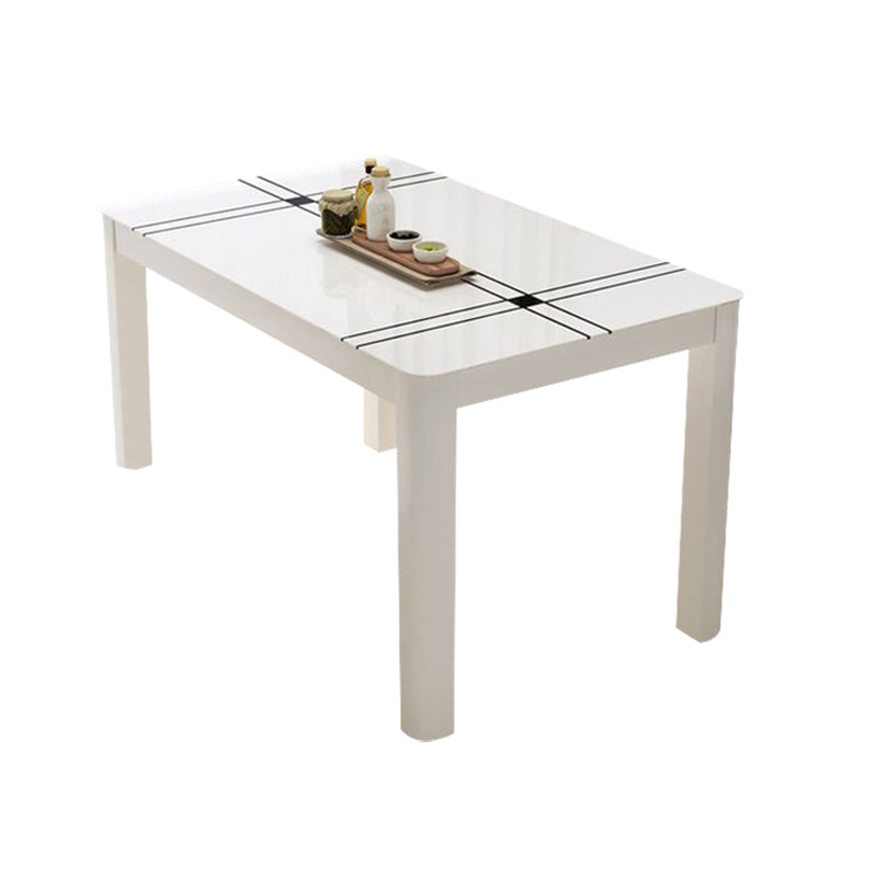 Modern Rectangular Dining Table Glass Tabletop for Living Room