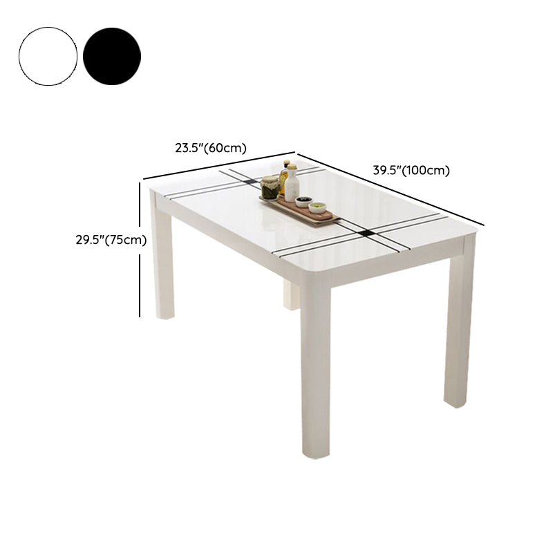 Modern Rectangular Dining Table Glass Tabletop for Living Room