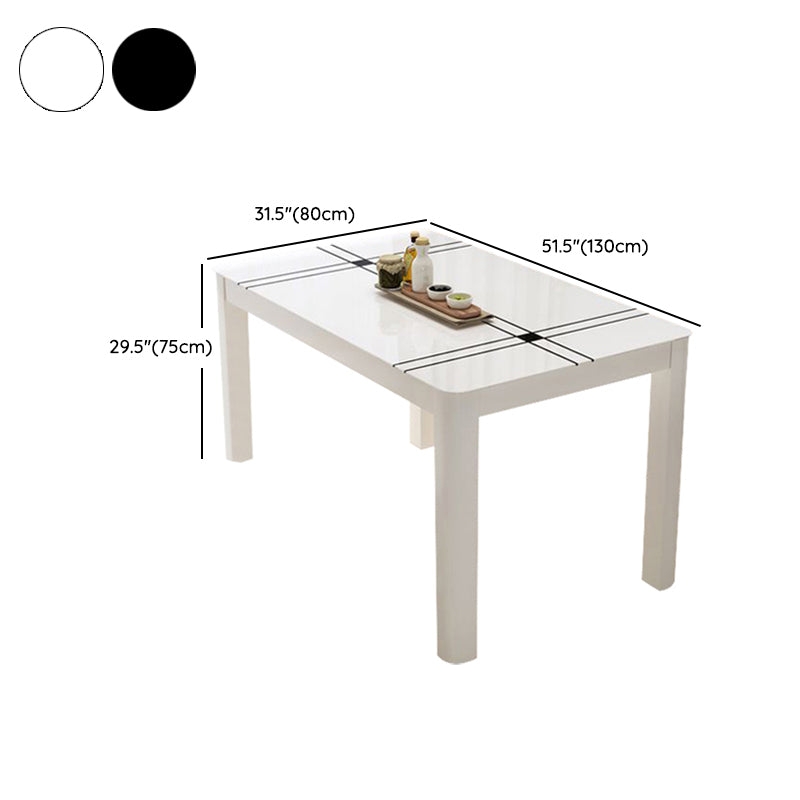Modern Rectangular Dining Table Glass Tabletop for Living Room