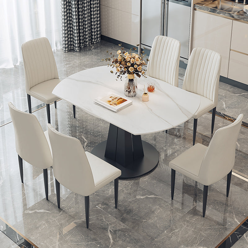 1/5/7 Pcs Modern Stone Round Shape Dinette Table with Armless Chair