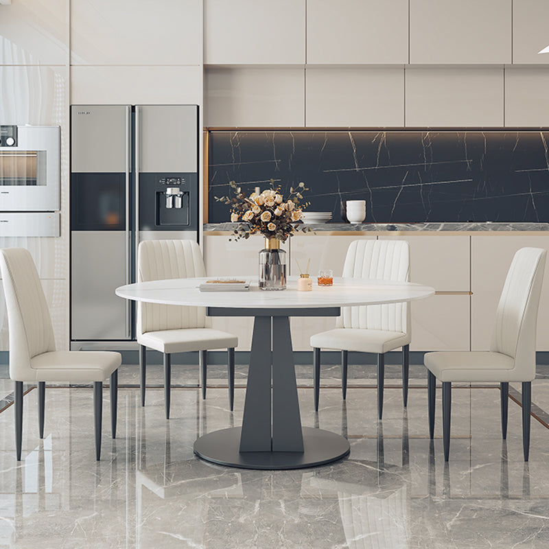 1/5/7 Pcs Modern Stone Round Shape Dinette Table with Armless Chair