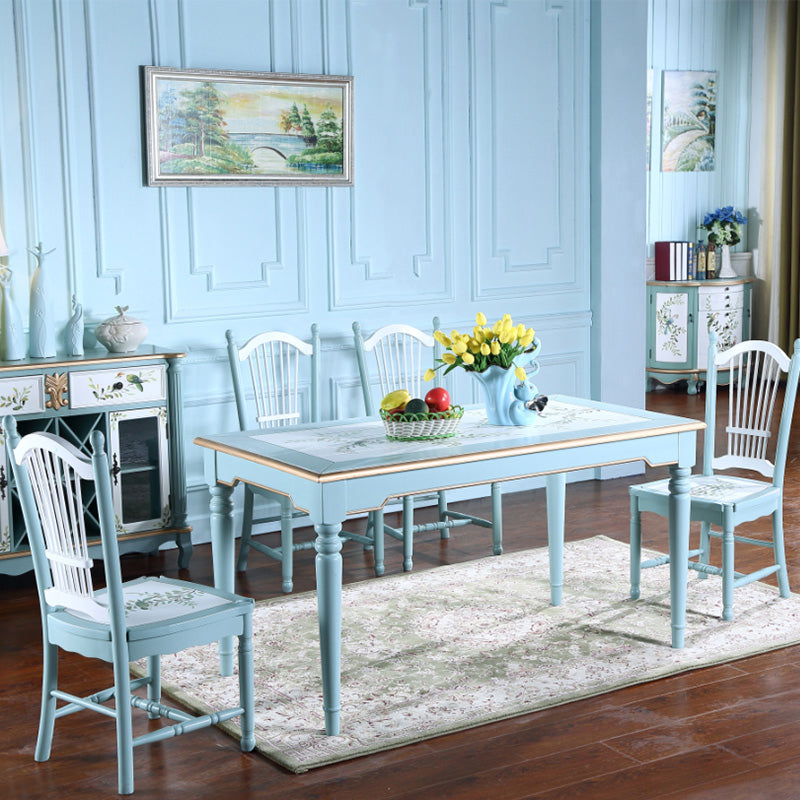 Rustic Style Solid Wood Set of 5 Dinette Table with Armless Chair