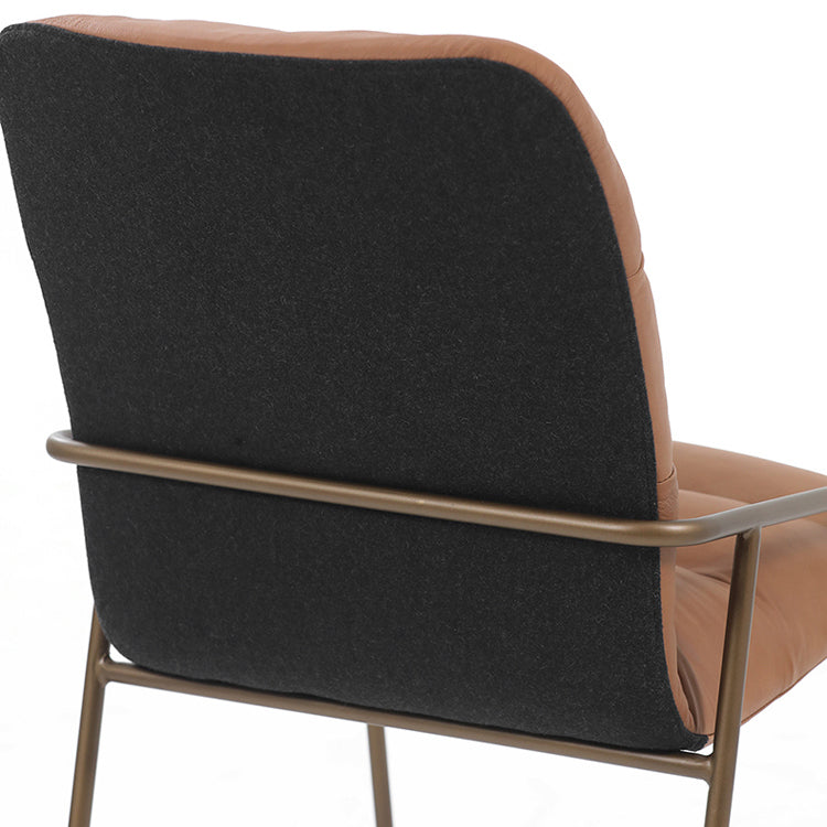 Glam Style Leather Parsons Back Metal Base Home Use Dining Arm Chair