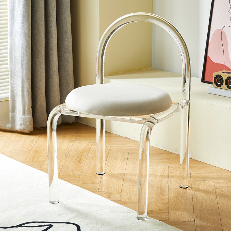 Contemporary Style Open Back Upholstered Acrylic Base Dining Side Chair