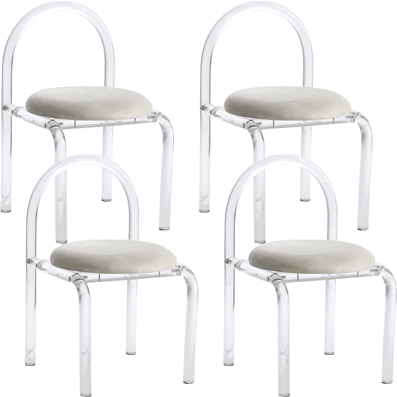 Contemporary Style Open Back Upholstered Acrylic Base Dining Side Chair