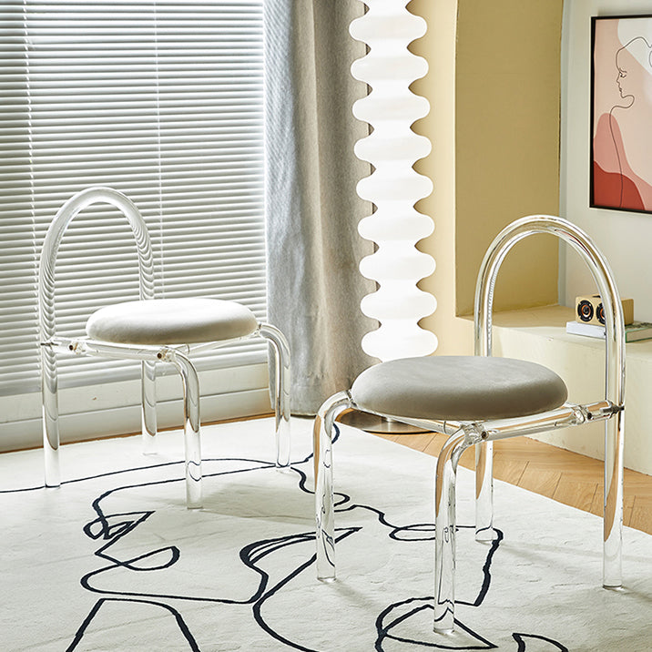 Contemporary Style Open Back Upholstered Acrylic Base Dining Side Chair