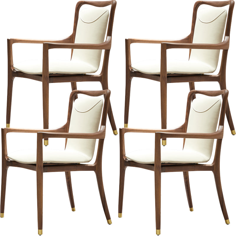 Dining Room Contemporary Walnut Wood Upholstered Solid Back Dining Chair