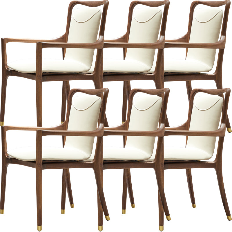 Dining Room Contemporary Walnut Wood Upholstered Solid Back Dining Chair