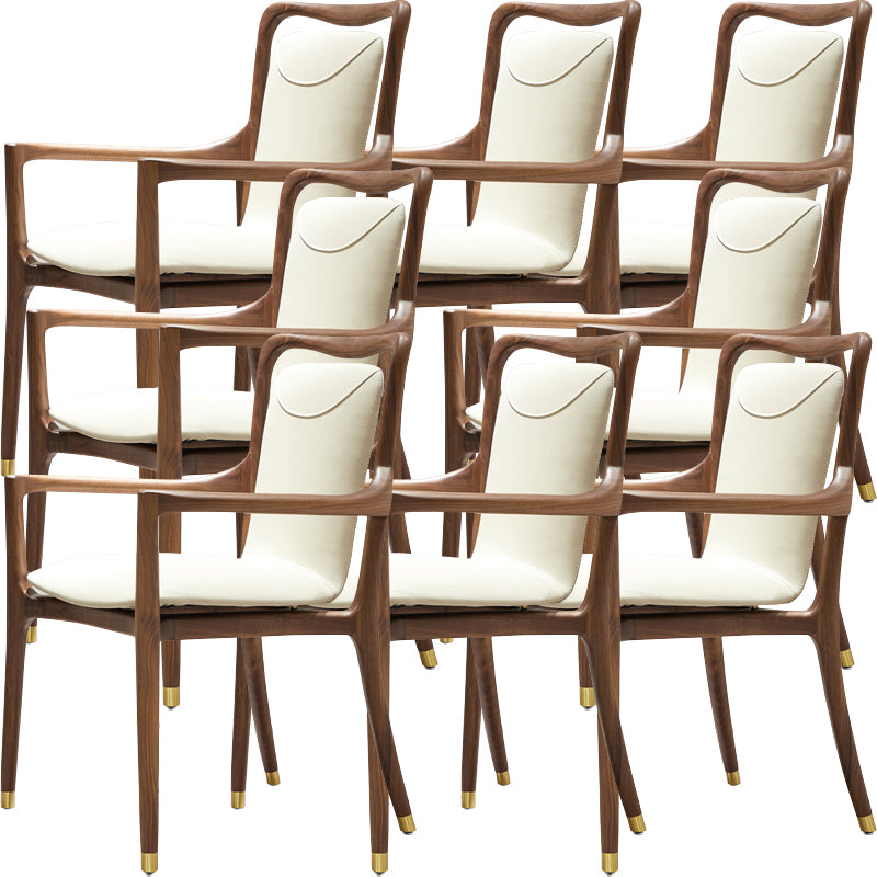 Dining Room Contemporary Walnut Wood Upholstered Solid Back Dining Chair