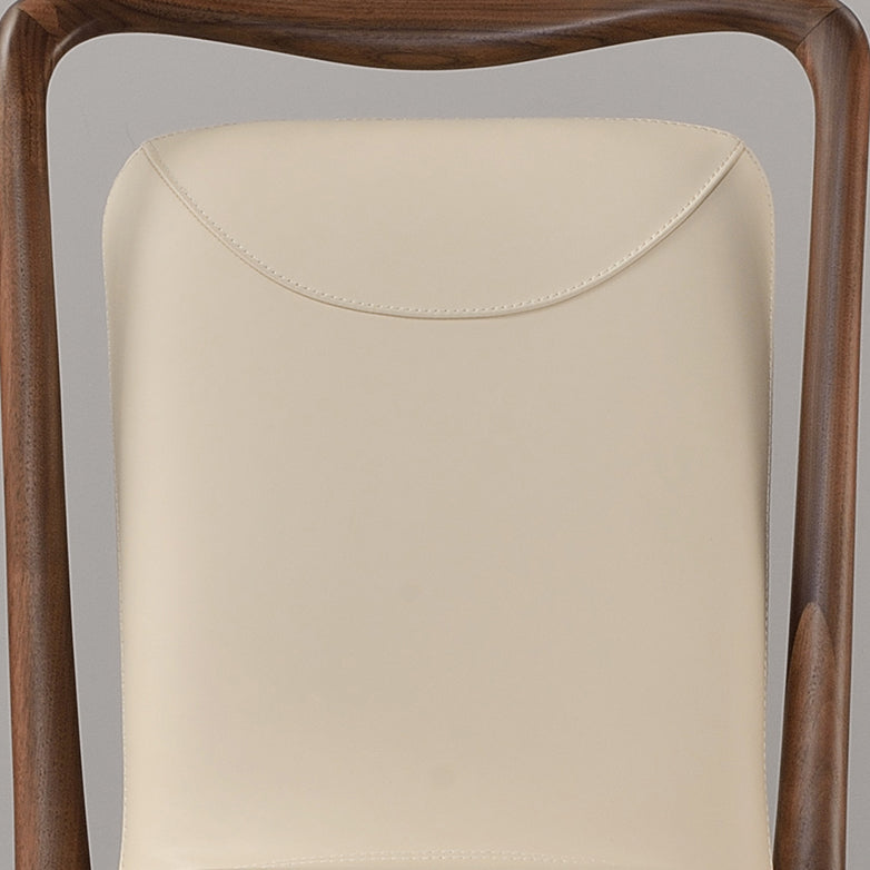 Dining Room Contemporary Walnut Wood Upholstered Solid Back Dining Chair
