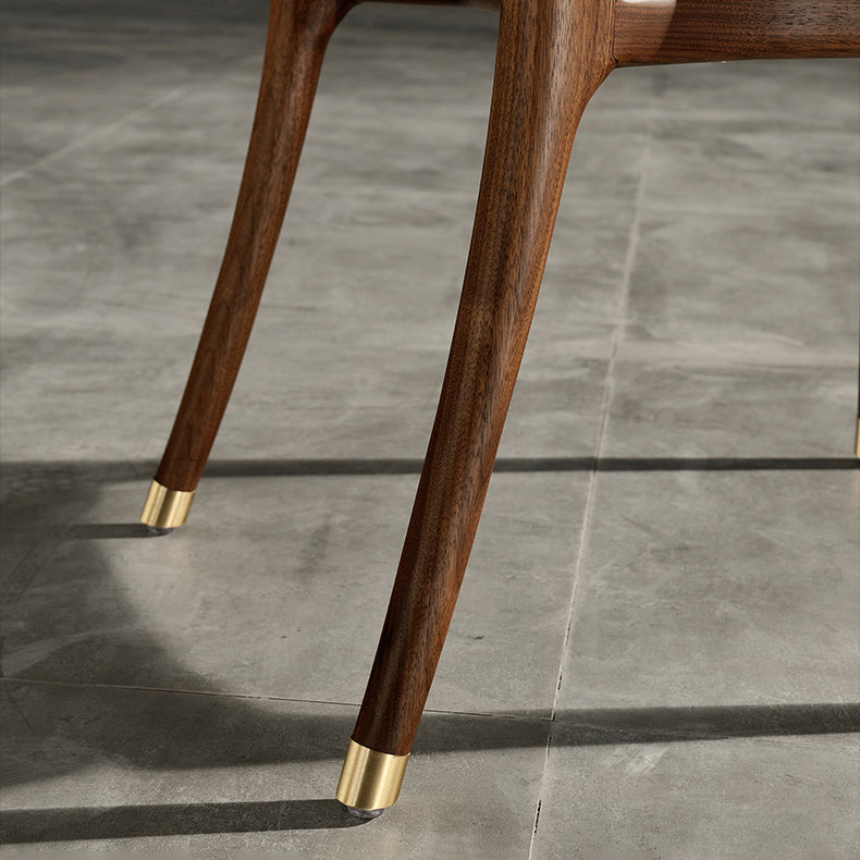 Dining Room Contemporary Walnut Wood Upholstered Solid Back Dining Chair