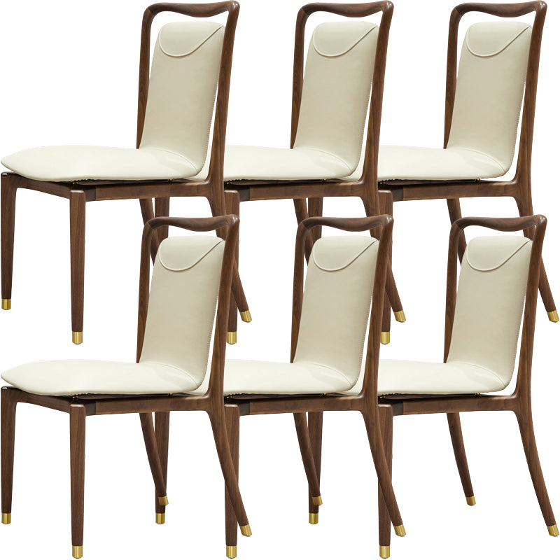 Dining Room Contemporary Walnut Wood Upholstered Solid Back Dining Chair