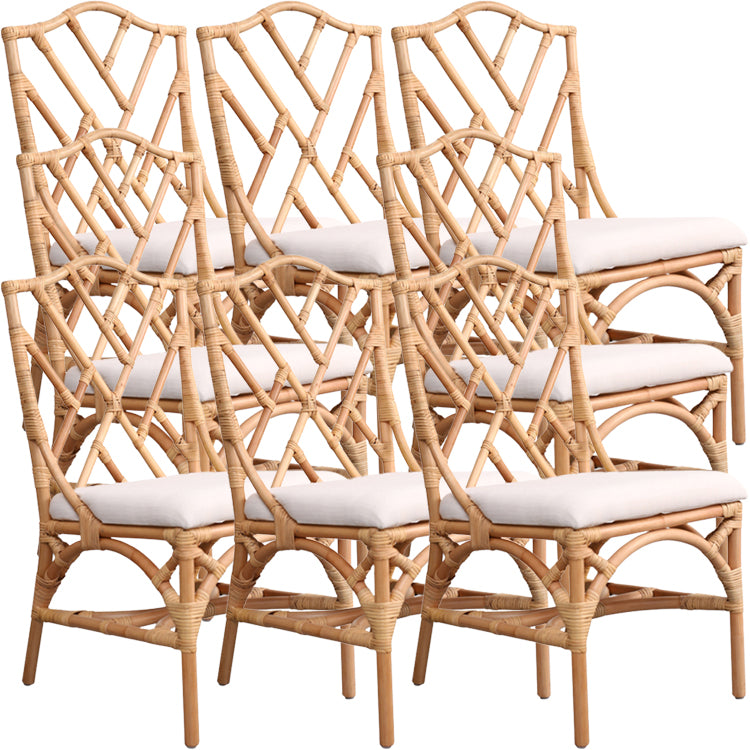 Modern Indoor Wicker Cross Back Upholstered Dining Side Chair