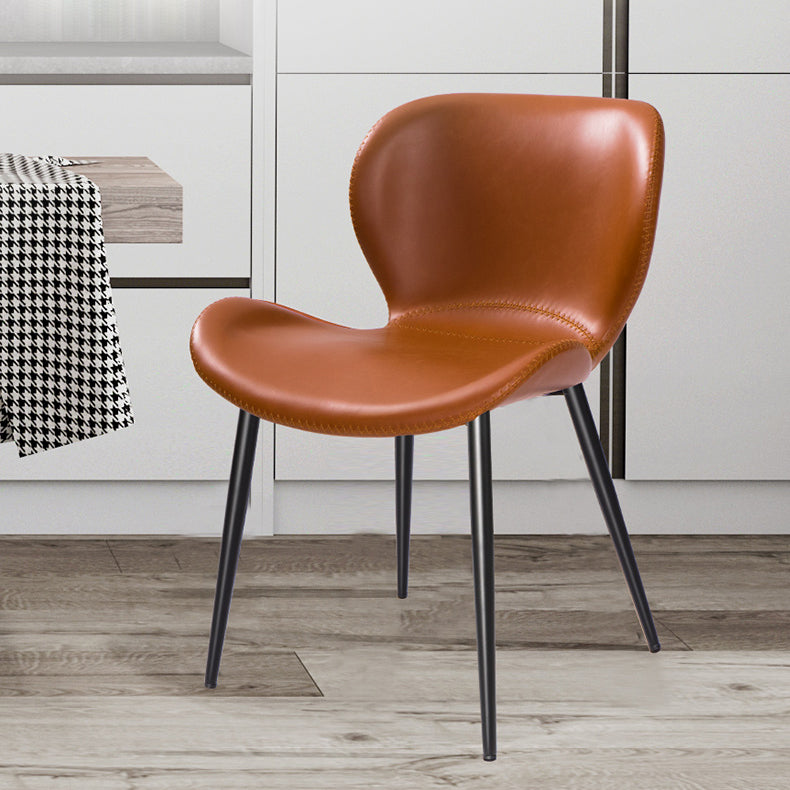Contemporary Style Faux Leather Metal Base Home Dining Side Chair