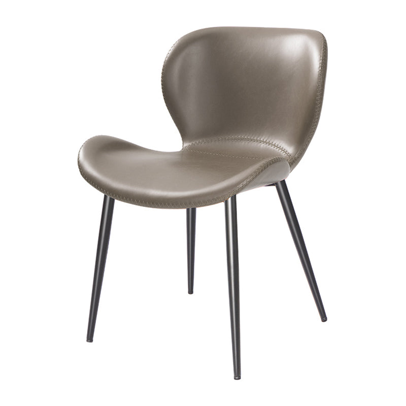 Contemporary Style Faux Leather Metal Base Home Dining Side Chair