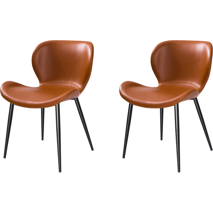 Contemporary Style Faux Leather Metal Base Home Dining Side Chair