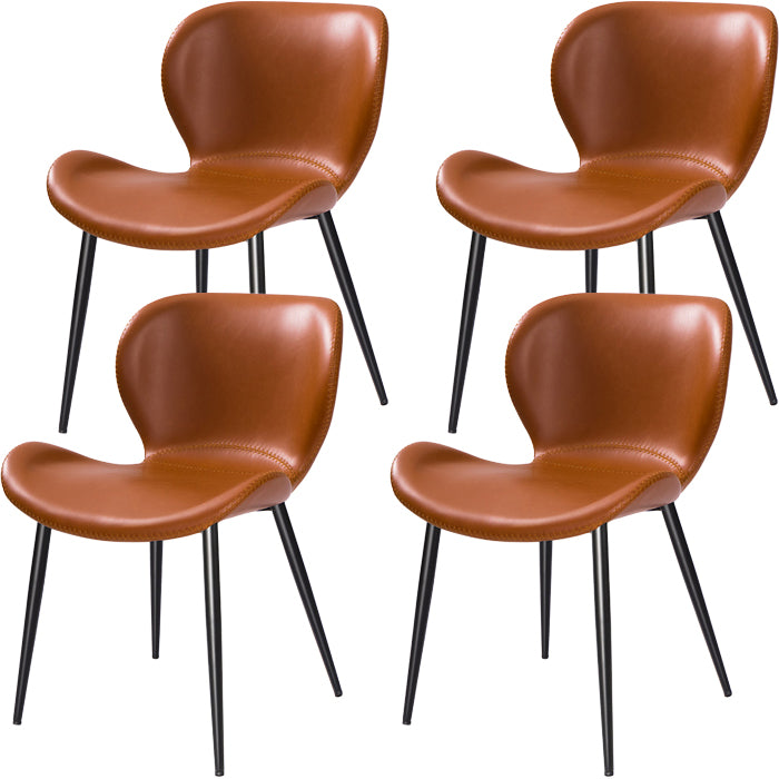 Contemporary Style Faux Leather Metal Base Home Dining Side Chair