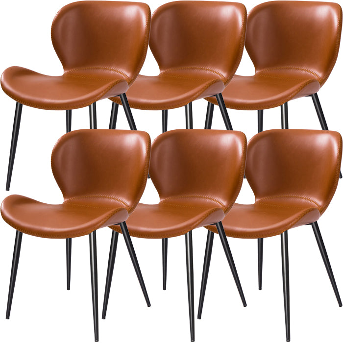 Contemporary Style Faux Leather Metal Base Home Dining Side Chair