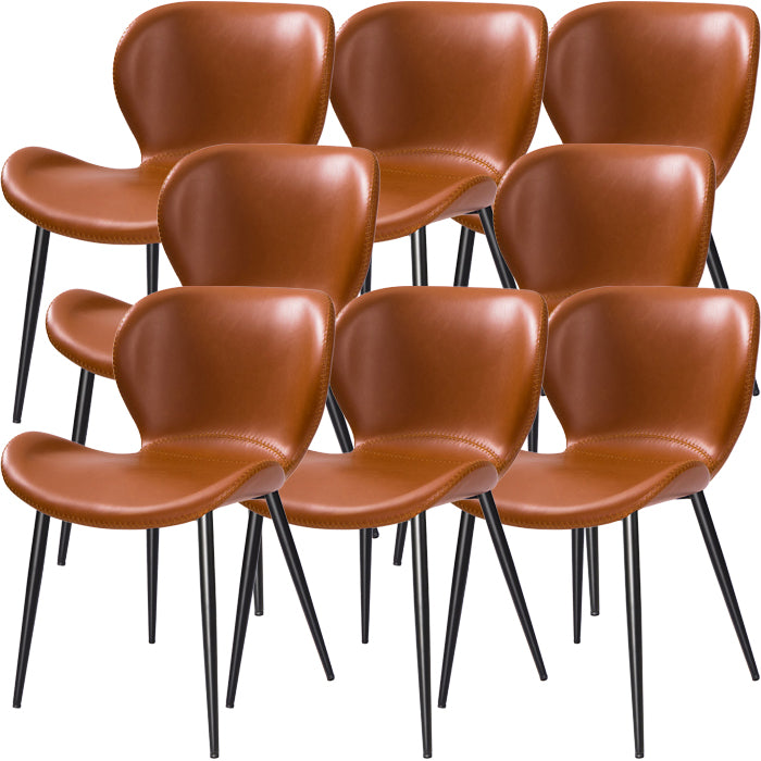 Contemporary Style Faux Leather Metal Base Home Dining Side Chair