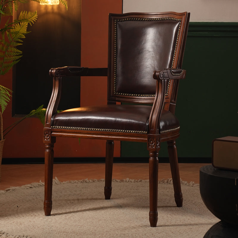 Rustic Style Open Back Brown Solid Wood Home Dining Side Chair