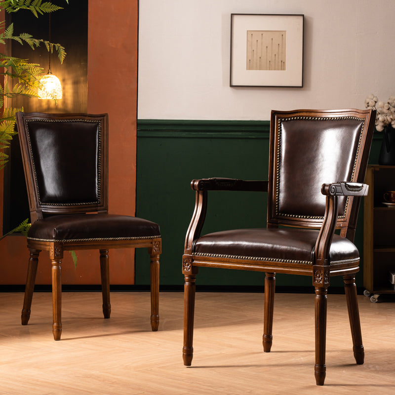 Rustic Style Open Back Brown Solid Wood Home Dining Side Chair