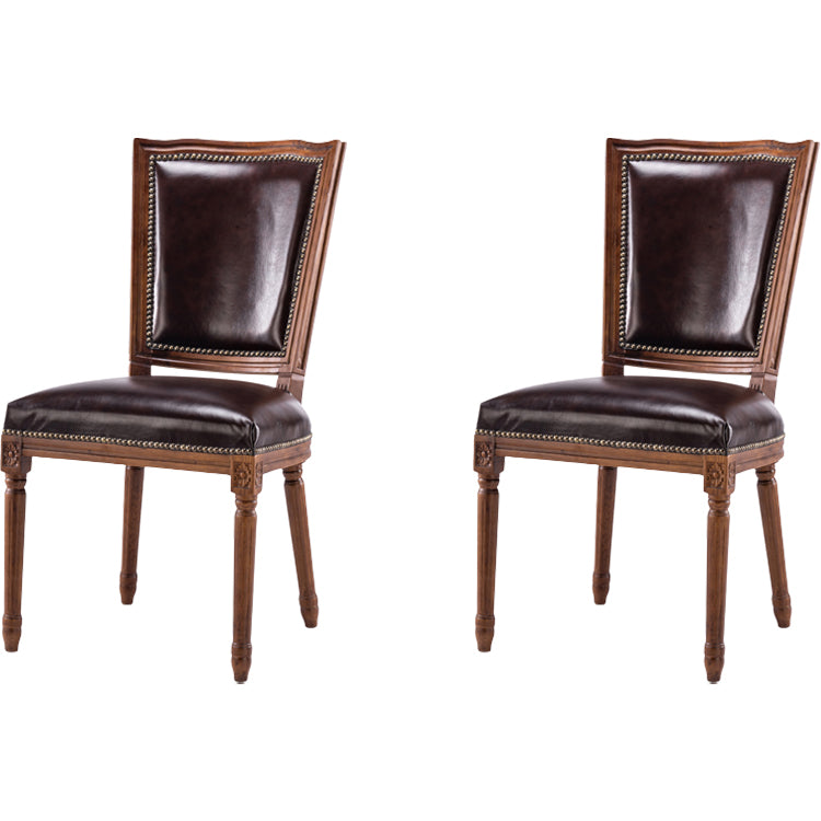 Rustic Style Open Back Brown Solid Wood Home Dining Side Chair