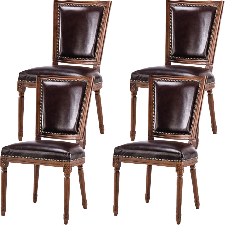 Rustic Style Open Back Brown Solid Wood Home Dining Side Chair